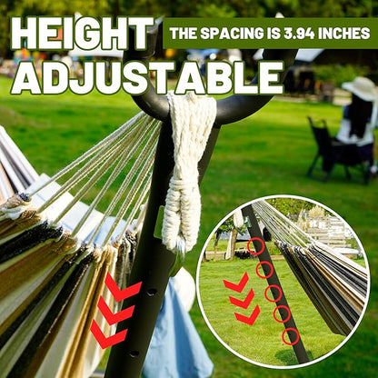 Hammock with Heavy-Duty Steel Stand for Outside，Hammocks 450 Lb Capacity，Portable Hammock，2 People Standing Hammocks，Suitable for Beach，Backyard, Gardens, Patio, Bedroom，100 * 40 * 38 Inch (Coffee)