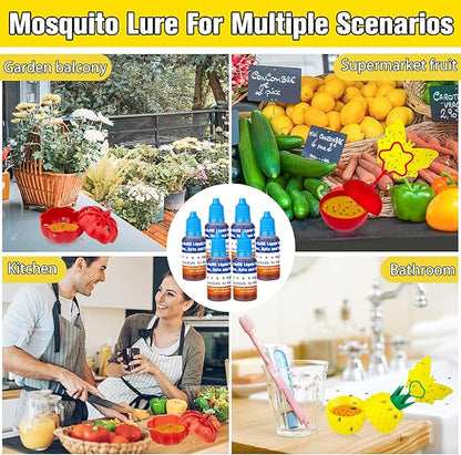 Fruit Fly Trap Refills Liquid Only, Fruit Fly Traps for Indoors,Ready-to-Use Gnats Killer Indoor Trap,Gnat Catcher for Home Kitchen (6 Pack)