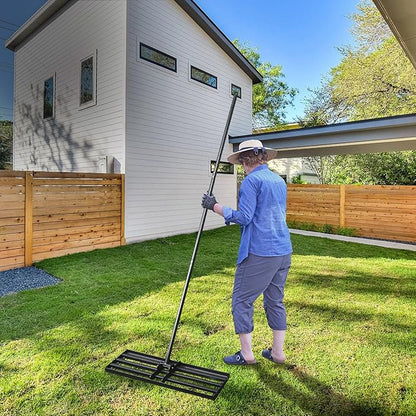 Clearance Lawn Leveling Rake 30 x 10 Inches for Gardening, Garden Rake for Lawn Heavy Duty with 78 Inches Handle, Lawn Leveling Tool for Yard, Backyard, Garden, Golf Couse, Farm, Pasture