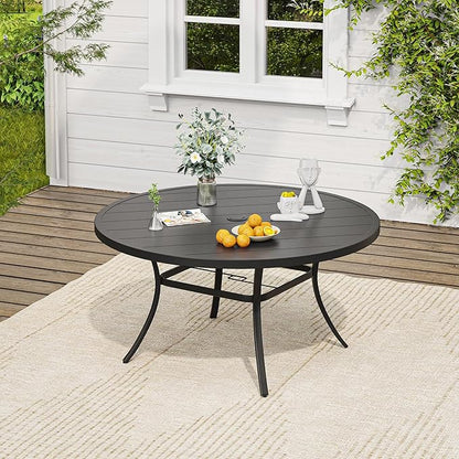 VICLLAX 7 Pieces Outdoor Dining Set, Patio Furniture Set of 6 Patio Swivel Dining Chairs and 50" Patio Round Table for Backyard, Dark Charcoal Chairs & Black Tabletop