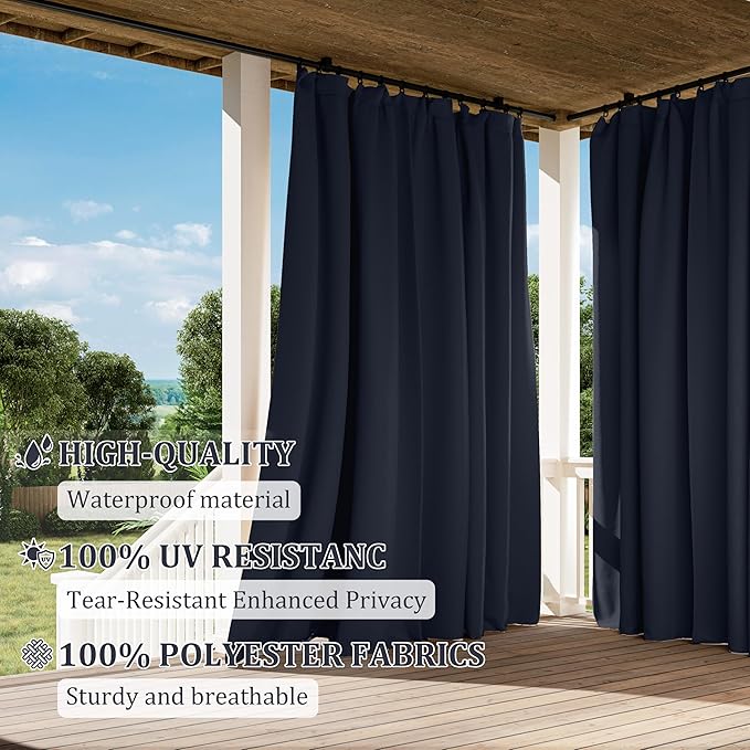 Gazebo Universal Replacement Privacy Curtain,12'×14' Gazebo Outdoor Waterproof Curtains, 4-Panels Sidewall Curtains with Double Zipper for Patio Canopy, Garden and Backyard (Curtain Only)