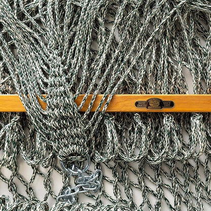 Original Pawleys Island Deluxe Green Oatmeal Heirloom Tweed DuraCord Rope Hammock – 13 ft. x 60 in., 2-Person, 450 lb Capacity, Oak Spreader Bar, Zinc-Plated Hardware, Handcrafted in The USA