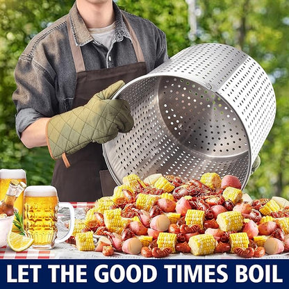 ARC 64QT Stainless Steel Pot with 200,000BTU Propane Fryer, Seafood Boil Pot, Crab Boil Pot, Lobster Pot, Shrimp Boil Pot, Tamale Steamer Pot with Basket and Turkey Fryer Burner