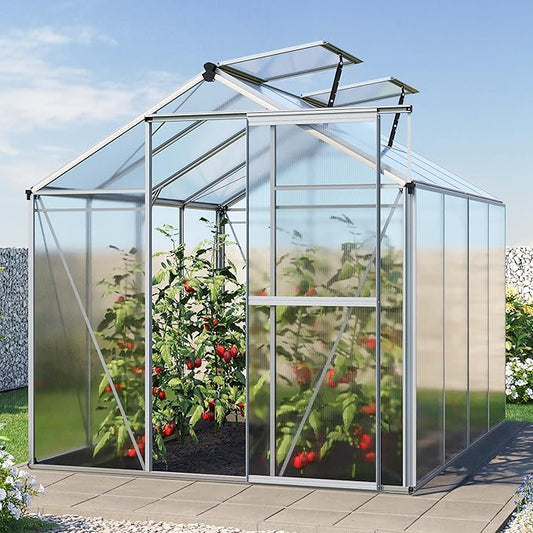 Greenhouse Jasmin 4 Aluminum Frame - 6.3 x 8.4 ft Approx. 6 mm Polycarbonate Panels