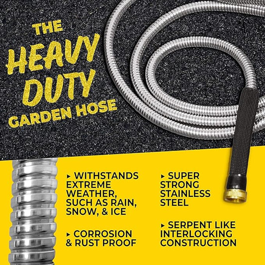 Bionic Steel PRO 75ft Garden Hose with Nozzle, 304 Stainless Steel Metal 75ft Water Hose Flexible Hose, Kink Free, Lightweight & Heavy Duty, Crush Resistant Fitting, Easy Coil, 500 PSI 2025 Model