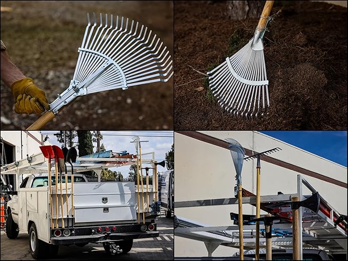 IDEALSPATEN - Made in Germany Since 1899 - Wolfsburg Leaf Rake Professional Heavy Duty Adjustable Leaf Rake 3.5lb - 66in (Wolfburg)#IS440