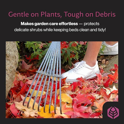 Yard Butler World’s Greatest Shrub Rake | Heavy Duty All Steel Rake with Ergonomic Garden Claw, 20 Free-Floating Tines & Long Metal Handle – Lawn, Yard, Bed, Landscape for Leaves, Grass & Debris, 8"