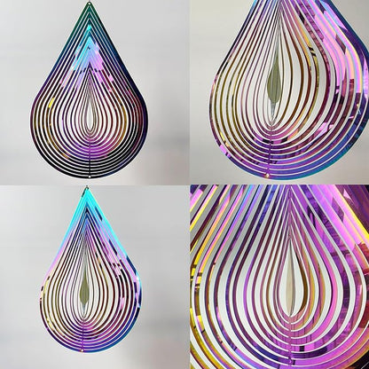 Wind Spinners Outdoor, 3D Water Droplet, Gradient Multicolor, 12 inches Stainless Steel Metal, Hanging Wind Spinners, Garden, Yard Décor, Outside, Gifts for Women Mom Wife