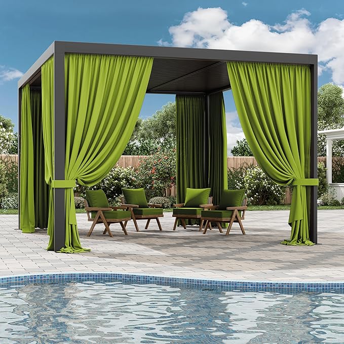 Gazebo Universal Replacement Privacy Curtain,10'×13' Gazebo Outdoor Waterproof Curtains, 4-Panels Sidewall Curtains with Double Zipper for Patio Canopy, Garden and Backyard (Curtain Only)