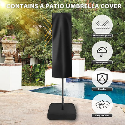 Sundale Outdoor 15ft Large Patio Umbrella with Base Included and Umbrella Cover, Outdoor Double-Sided Umbrella