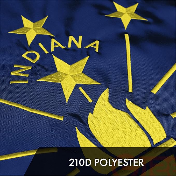 G128 Indiana State Flag | 4x6 Ft | ToughWeave Series Embroidered 300D Polyester | Embroidered Design, Indoor/Outdoor, Brass Grommets