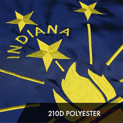 G128 Indiana State Flag | 2.5x4 Ft | ToughWeave Series Embroidered 300D Polyester | Embroidered Design, Indoor/Outdoor, Brass Grommets