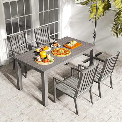 Patio Dining Chair Set of 4, Aluminum Outdoor Dining Chairs with Waterproof Cushions, Metal Outdoor Patio Furniture Seating for Porch, Balcony, Deck, Backyard, Gray