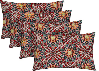 RSH DECOR: Lumbar Throw Pillows Set of 4 | 20” x 12" | All-Weather Spun Fabric | Water and Fade-Resistant | Outdoor Support Pillows for Patio Furniture | Medlo Sonoma