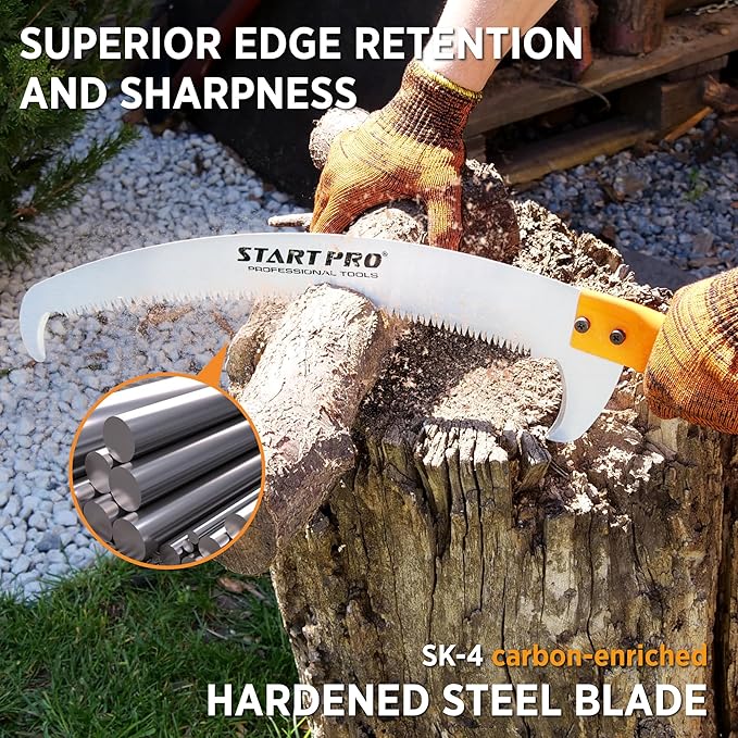 StartPro 18ft Tree Pruning Saw, Telescopic Manual Lightweight Extendable Pole Saw with Sharp Carbon-Enriched Blade for Efficient Tree Maintenance and High-Reach Branch Cutting.