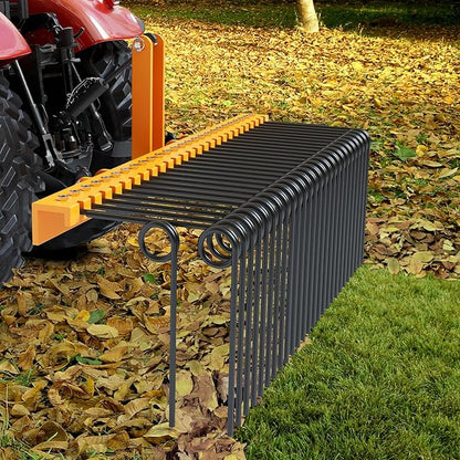 72 Inch Pine Straw Needle Rake, 3 Point Landscape Rake, Powder Coated Steel Spring Tow Behind Rakes, Tractor Attachments for Leaves Straw Grass Attach to Cat 0 Cat 1, Orange