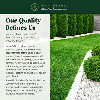 Nature’s Seed TWCA Water-Wise Blue Ribbon Mix, Kentucky Bluegrass and Perennial Ryegrass Grass Seed Blend, High-Traffic, Shade Tolerant, for Garden, Lawn, Yard, 5 lbs