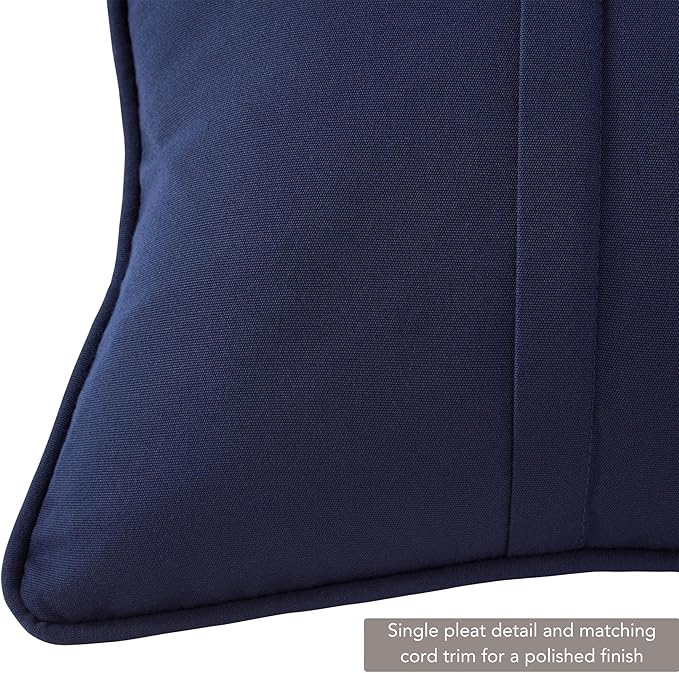 Greendale Home Fashions Sunbrella 21" x 14" Rectangle Outdoor Throw Pillow with Removable Cover (Set of 2), Canvas Navy 2 Count