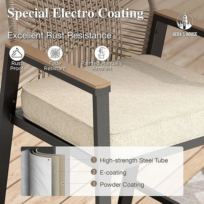 HERA'S HOUSE Outdoor Swivel Bar Stools Set of 6, High Top Patio Chairs with All Weather Cushion Pro Fabric, Bistro Set for Backyard, Lawn Garden, Balcony,Poolside