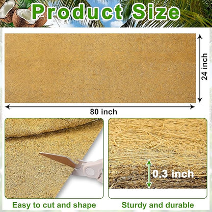 Coco Liner Roll 24x80 Inch, Natural Coconut Liners for Planter Flower Basket, Thick Coco Fiber Mat for Hanging Basket, Garden Decoration, Animal Pet Pads, Reptile Carpet