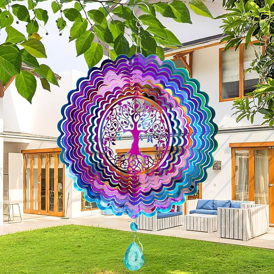Wind Spinner, Hanging Wind Sculptures,Wind Spinners for Yard and Garden Decor,Yard Decorations Outdoor,Hanging Art Ornaments for Garden Yard Balcony Decor (Tree of Life)