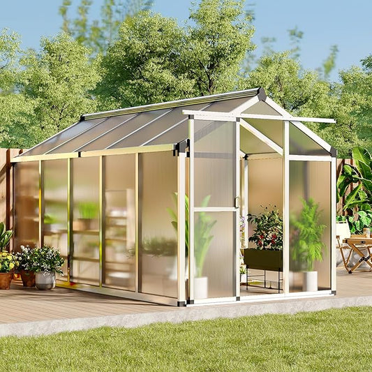 Greenhouse, Greenhouse for Outdoors, Polycarbonate Greenhouses with Quick Setup, Aluminum Frame and Roof Vent, Lockable Door for Backyard, Green Houses for Outside Garden Backyard, Patio