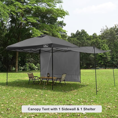 KAMPKEEPER 10x10 Easy Pop Up Canopy Tent with Sidewalls, Instant Outdoor Shade Shelter with Removable 10FT Sun Walls, Quick Setup Waterproof and UV-Resistant for Patio (Black, 2 sidewall)