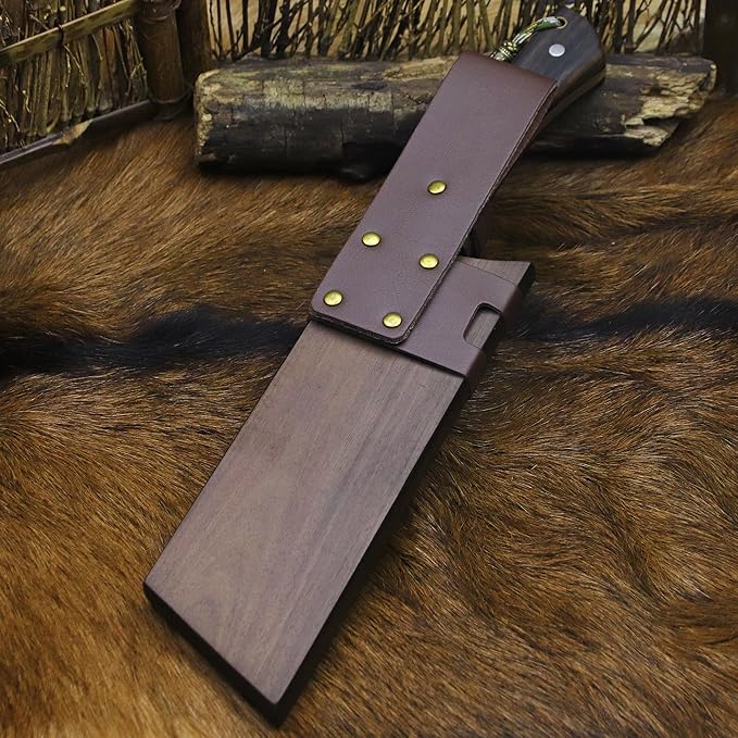 BA-KOR (Pioneer ) (14.6") DC53 steel 6mm thickened full Tang fixed knife+ Wooden sheath &(5.9IN) Cerium Igniter, suitable for outdoor hunting, cutting, chopping, camping, obstacle removal, exploration, fishing, EDC, BBQ (BA-Kb-0A)