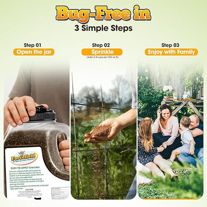 ForceField Natural Flea, Tick, Mosquito Yard Treatment - Repellent Granules for Backyard Mosquito Control | Pet Safe, DEET-Free Outdoor Control | Long-Lasting Barrier for Lawns, Patios, & Barns 3 LB