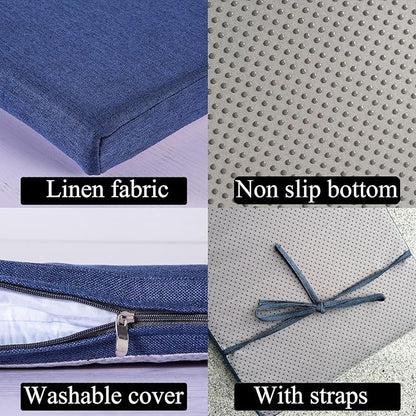Piano Bench cushons for Indoor Furniture with Ties Non Slip Kitchen Dining Room Bench seat Cushion for Show Storage, Window, Settee, Ottoman (Navy Blue, 48 x 12 Inch)