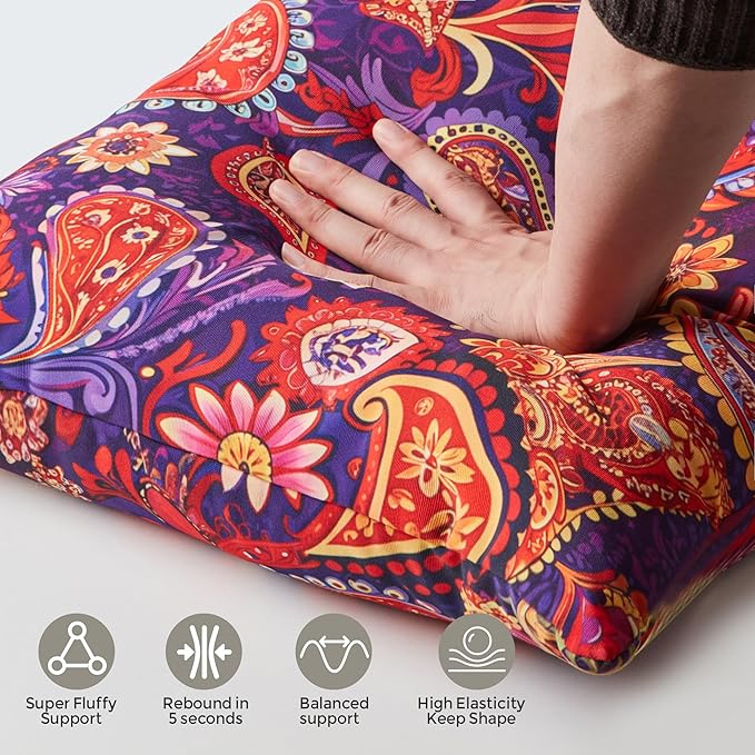 Outdoor Pillows Set of 2, 22''×22''Waterproof Throw Pillow for Patio Furniture, Feathers and Down Filled Outside Decorative Pillows Inserts for Garden, Porch Swing, Couch and Sofa