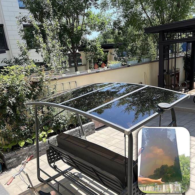 2mm Polycarbonate Sheet,polycarbonate greenhouse panels,Roofing Transparent Insulation Daylighting Panels,strong and not easily deformed,for Greenhouse Sheds Roofs,Carports.(Brown,2.62x49.2ft)