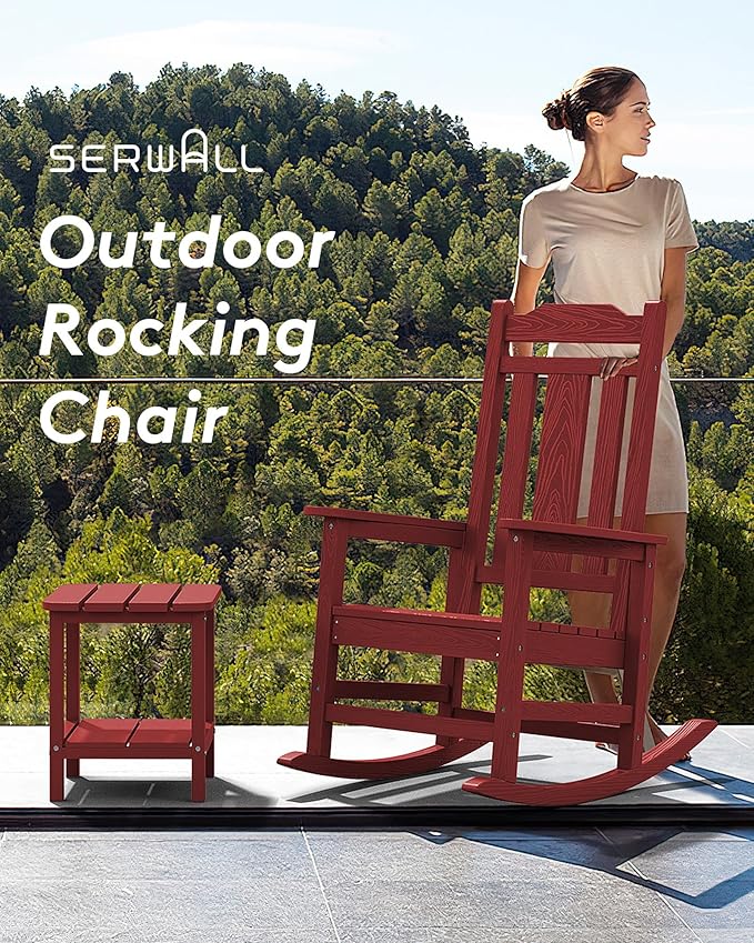 SERWALL Outdoor Rocking Chair Red