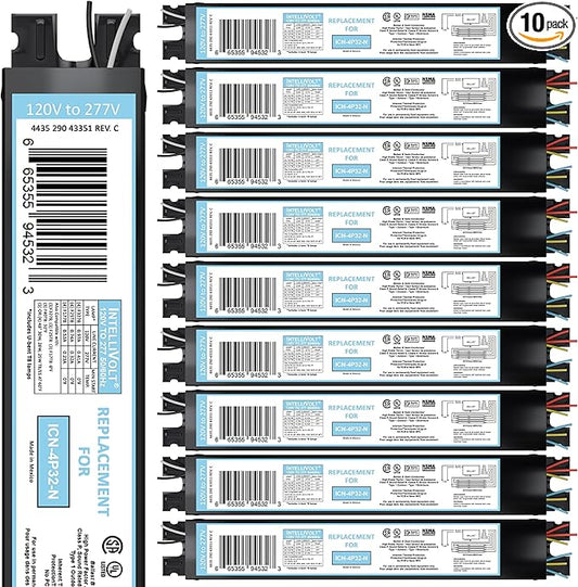 OHLECTRIC 10 Pack - Replacement for ICN4P32-SC 3&4 Lamp - T8 Fluorescent Ballast, Electronic Ballast Replacement 120-277 Volt, Instant Start - Standard and Energy Efficient Ballasts - UL Approved