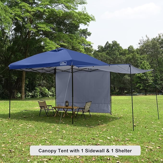 KAMPKEEPER 10x10 Easy Pop Up Canopy Tent with Sidewalls, Instant Outdoor Shade Shelter with Removable 10FT Sun Walls, Quick Setup Waterproof and UV-Resistant for Patio (Navy Blue, 2 sidewall)