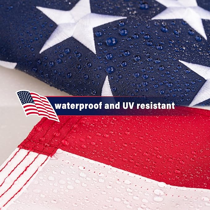 American Flag 4x6 ft for Outside, Heavy Duty US Longest Lasting, Tough 210D US Flags with Embroidered Stars, Sewn Stripes, Brass Grommets, Indoor/Outdoor All Weather Use