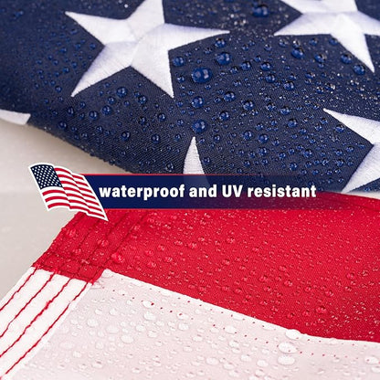 American Flag 4x6 ft for Outside, Heavy Duty US Longest Lasting, Tough 210D US Flags with Embroidered Stars, Sewn Stripes, Brass Grommets, Indoor/Outdoor All Weather Use