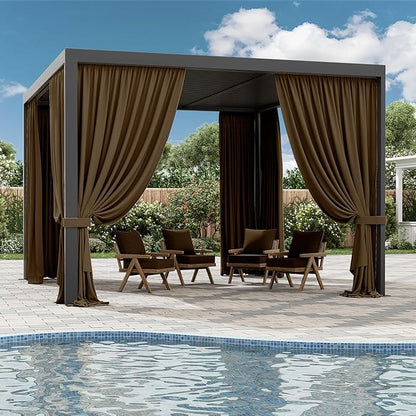 Gazebo Universal Replacement Privacy Curtain,10'×12' Gazebo Outdoor Waterproof Curtains, 4-Panels Sidewall Curtains with Double Zipper for Patio Canopy, Garden and Backyard (Curtain Only)