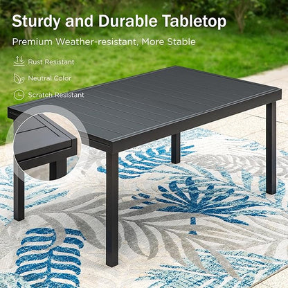 PHI VILLA Patio Dining Set 7 Pcs 1 Extendable Dining Table and 6 Swivel Chairs Support 300 lbs for Outdoor Backyard Bistro Furniture Set with Cushion