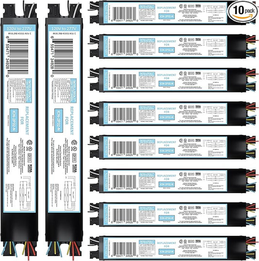 10 Pack - Replacement for ICN-4P32-SC 3 & 4 Lamp T8 Fluorescent Electronic Ballast - 120-277 Volt - Instant Start - UL Approved