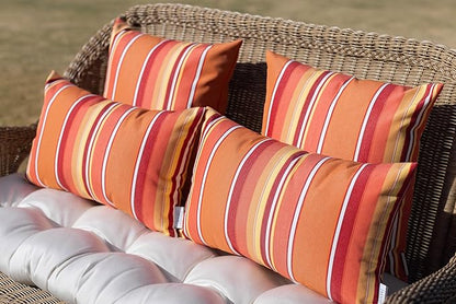 RSH DECOR: Sunbrella Lumbar & Square Pillows Set of 4 | 20" x 12" & 17" x 17" | Water and Fade-Resistant Performance Fabric | Outdoor Throw Pillows for Patio Furniture | Dolce Mango