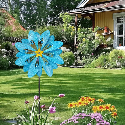 Solar Wind Spinner Retro Spinner, Waterproof Outdoor Metal Wind Sculpture for Patio, Lawn & Garden Decor (Large)