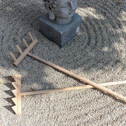 Outdoor Zen Garden Rake Large - Japanese Sand Rock Garden Rake Tool - 48" Long 5 Tine Solid Oak - DIY Stress Relief Gifts for Adult