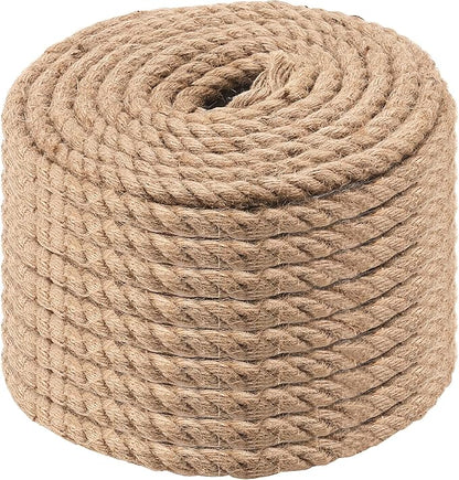 100 Feet 1/2 Inch Twisted Jute Rope, 3 Strand Hemp Rope Manila Rope Hanging Swing Cord for Nautical, Crafting, Gardening, Camping, Decor, Landscaping