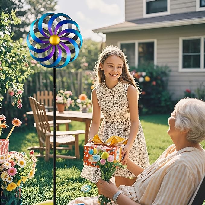 Wind Spinners Outdoor Yard Decorations, 16 Inches Wind Sculpture Metal Garden Art, Windmills for Yard Gardening Gifts for Women Mom Backyard, Patio, Garden Decor