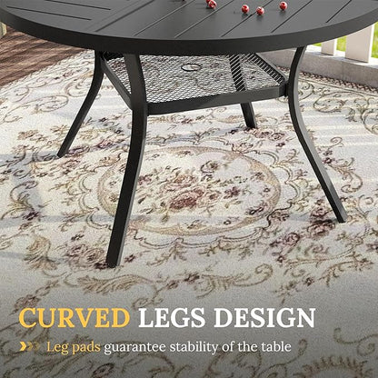VICLLAX 5 Pieces Patio Dining Set for 4, Outdoor Furniture Set Includes 40.6" Round Outdoor Table and 4 Patio Swivel Chairs for Lawn Garden, Black Tabletop and Mixed Brown Fabric