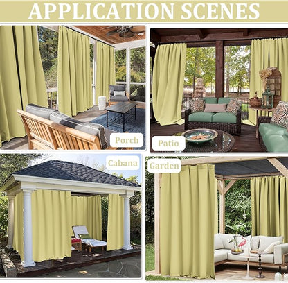Gazebo Universal Replacement Privacy Curtain,10'×13' Gazebo Outdoor Waterproof Curtains, 4-Panels Sidewall Curtains with Double Zipper for Patio Canopy, Garden and Backyard (Curtain Only)