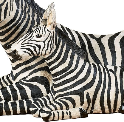 Touch of Class Zebra and Foal Table Sculpture - Resin - Black, White - African Safari Collectible for Bedroom, Living Room, Office, Bookshelf, Mantel, Entryway, Foyer, Nursery