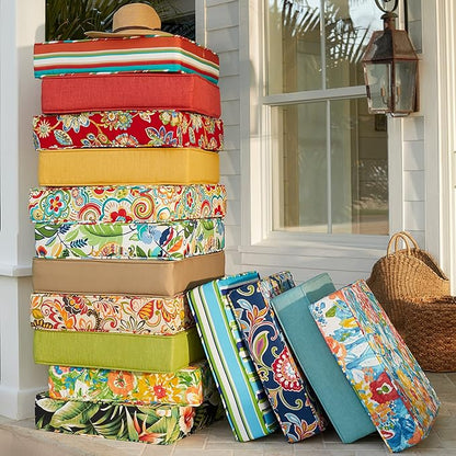 BrylaneHome Extra-Thick Seat Cushion - 23”L x 22”W x 5.5”H - Patio & Outdoor - Water, Stain & Fade Resistant - Khaki