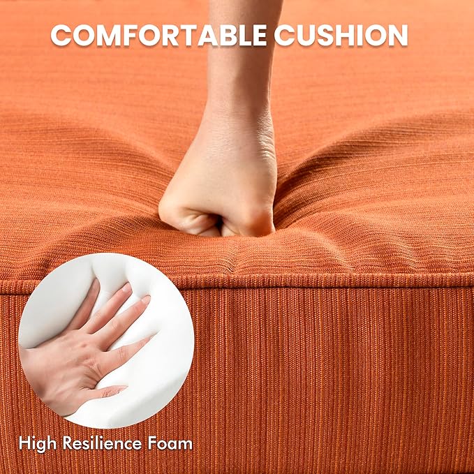 Outdoor Sectional Patio Furniture Set with Glowing Table,7 Pieces Wicker Conversation Sets L Shaped Couch Out Door Sofa Set Outside Furniture for Garden Deck Yard Porch,Orange Red